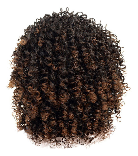 Peluca Para Mujer, Pelo Corto, Afro, Rizado, Mezcla De Canas