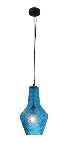 Imagen 1 de 7 de Lámpara Colgante Azul Turquesa Vidrio E27 40w 1 Luz