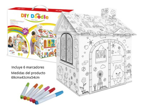 Juego Interactivo Casa Para Pintar En Cartón Niños Diy House