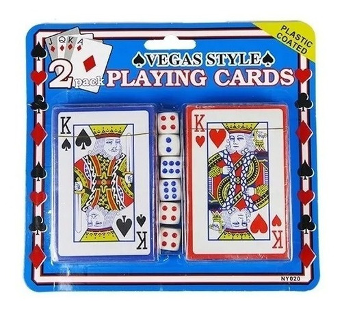 Set 2 Poker Cartas Naipes + 6 Dados Juego De Mesa