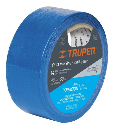 Masking Tape, 2 Pulgadas X 50 M, Azul Truper 12624
