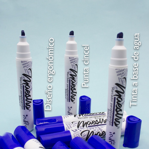 Marcador Para Pizarrón Indra Color Azul Caja Con 12 Pzs 6mm