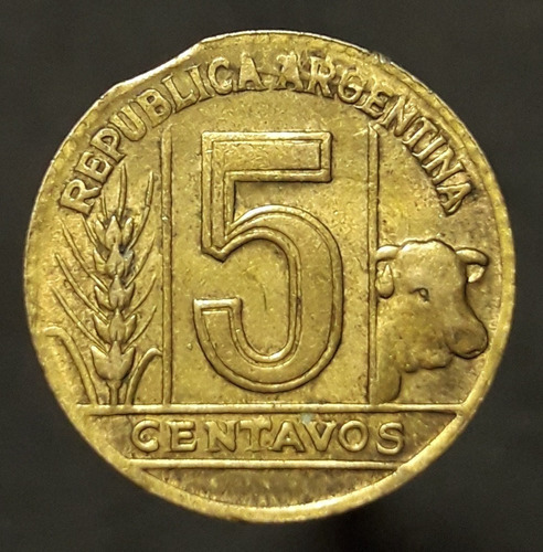 Moneda Falla Error 5 Centavos 1949 Capada