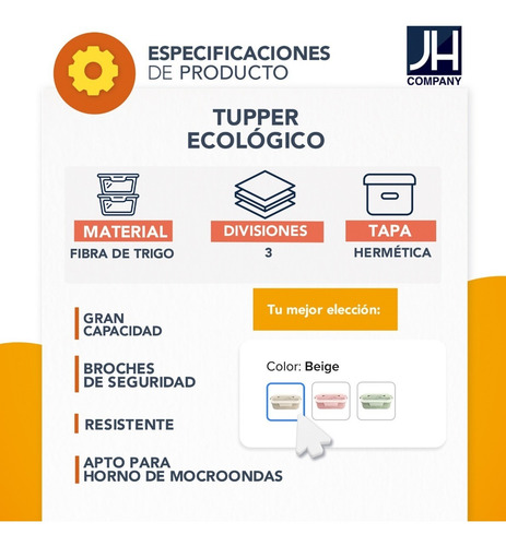 Imagen 7 de 7 de Topper Ecológico Fibra De Trigo Anti Derrames Lunch Mx-009