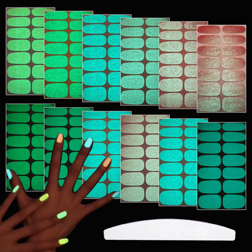 Wokoto 12 Hojas De Tiras De Esmalte De Uñas Sólidas Luminosa