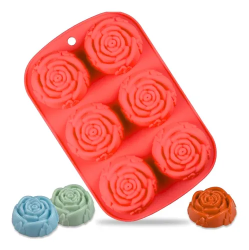 Molde De Silicona Forma De Rosas De 6 Cavidades Rojo