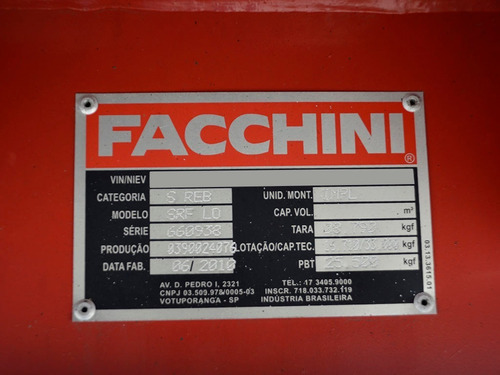 Carreta Sider Bau 2010 Facchini 13.50 Mts C/pneus= Randon
