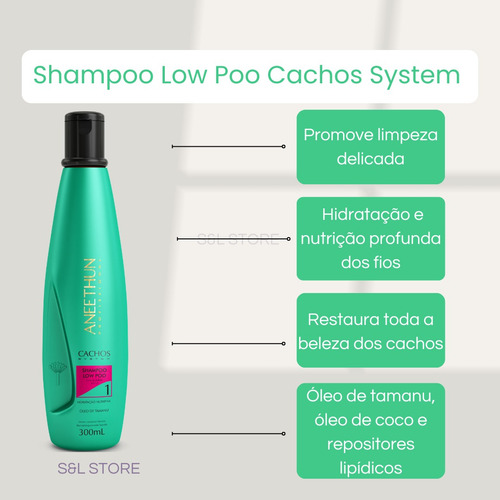 Aneethun Shampoo Cachos System 300ml Low Poo Sem Sulfato