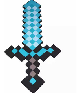 JYMEI Minecraft Juguete de imitación Espada Azul 2 en 1 Espada y Pico de Diamante,Espadas de Plástico,Pickaxe de Espada Deformada,Juguete Periférico de Juego,Modelo de Equipo de Accesorios de Armas 