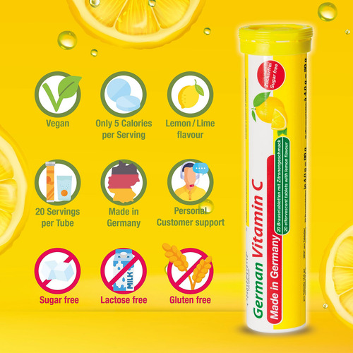 German Vitamina C Limón Lima 180 Mg 40 Tabletas Veganas