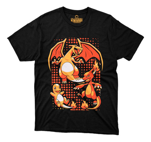 Playera Pokemon Team Fire Charizard Charmander Charmeleon As