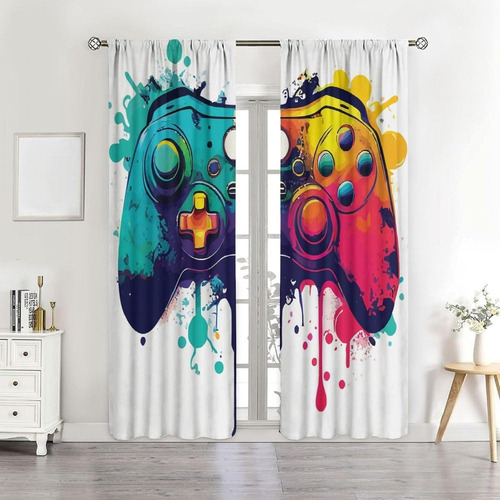 Cortinas Gamer Ovbokey 55x63 Cm Para Cuarto De Niños