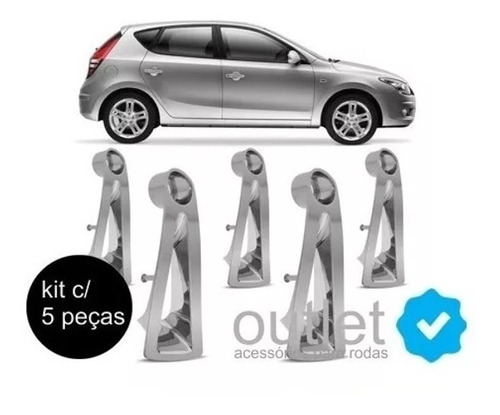 Imagem 1 de 5 de Kit C/ 5pçs - Aplique P/ Roda Hyundai I30 Cromada 09 12 Novo