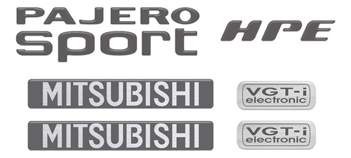 Emblemas Pajero Sport Hpe 2009 Mitsubishi Grafite - Genérico