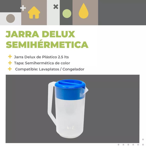 3 Jarras De Plástico Polipropileno Con Tapa 2 Litros De Lux