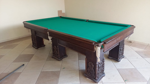 Mesa De Bilhar Profissional Madeira Maciça Antiga Verde-musgo (Usado)