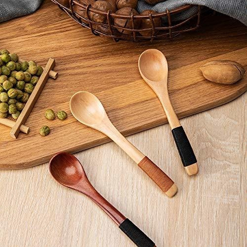 4 Pcs Mini Wooden Spoons Wood Soup For Eating Mixing On