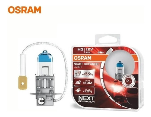 Bombillos Osram H3 Night Breaker Laser Next Generation 150%