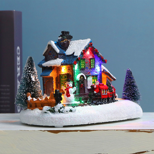 Cabaña De Nieve Christmas Hut Con Luces De Colores Led Cabin