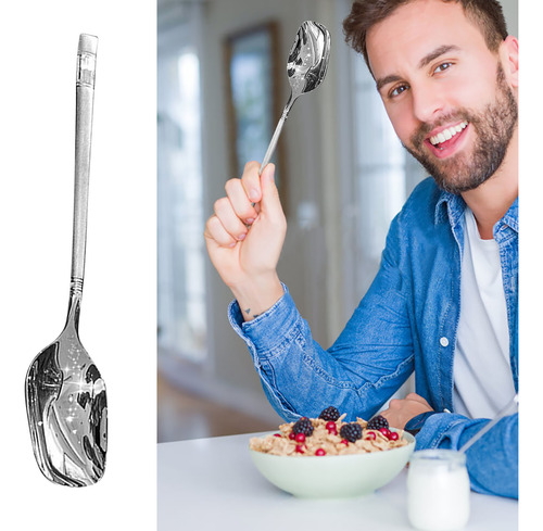 Cuchara De Acero Inoxidable C Para Uso Doméstico, Mango Larg