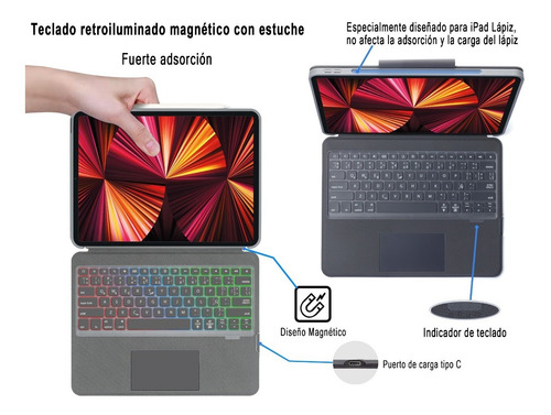 Imagen 2 de 2 de Teclado Magic Touch Para iPad Pro 12.9, Número 3, 4, 5