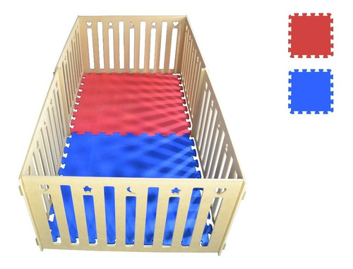 Imagen 3 de 4 de Corralito Corral Pelotero Bebe Madera + Piso 200x100x60cm