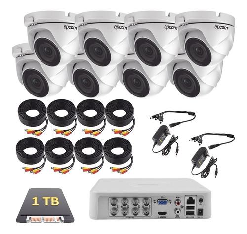 Kit  Video Vigilancia 8 Camaras Epcom Domo 1080p 1 Tb 2cbl30