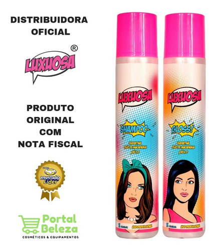 Kit Escova Progressiva Gloss Luxuosa Cosméticos 2x1 Litro