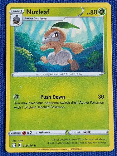 Nuzleaf Stage1 Pokémon No.274 012/196  Nintendo 2022