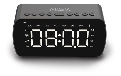 Misik - Radio Reloj Despertador Recargable - Bluetooth Y Sd Color Negro