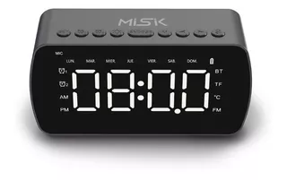 Misik - Radio Reloj Despertador Recargable - Bluetooth Y Sd Color Negro