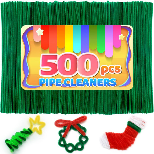 500pcs Christmas Green Pipe Cleaners, Chenille Stems, P...