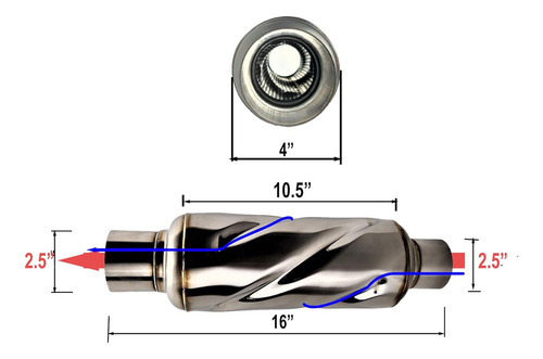 Turbo Resonador De Escape De Acero Inoxidable Pulido En...