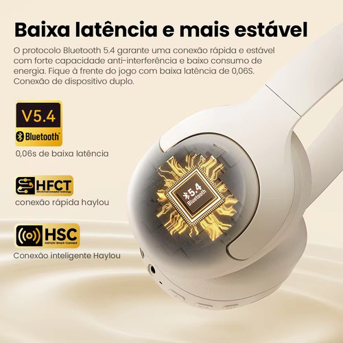 Fone Haylou S30 Over-ear Pro Hybrid Anc -43db 80h Bt 5.4 Cor Branco