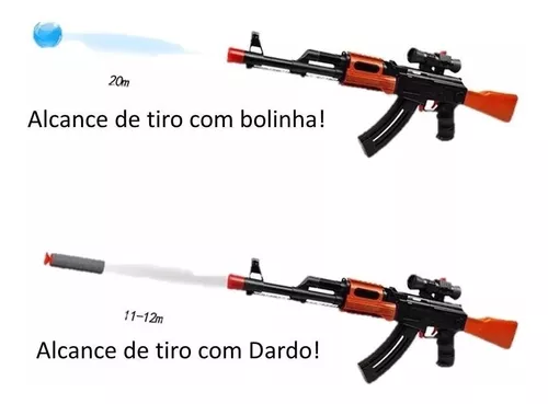 Brinquedo Metralhadora AK-47 Pressão Mola Atira Dardos 43CM - Escorrega o  Preço