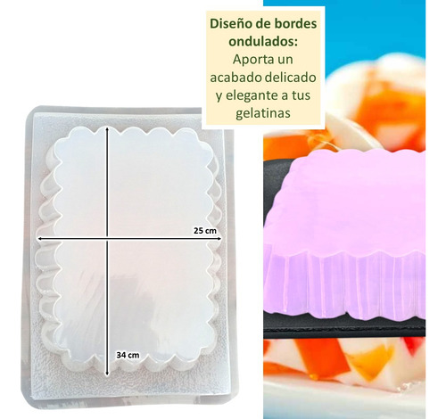 Molde Rectangular Con Bordes Ondulados Reutilizable Elegante Blanco