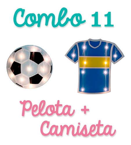 Combo 11 Pelota + Camiseta De Boca Con Luces Led Candybar