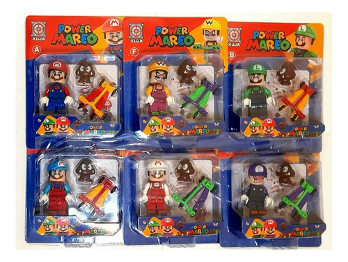 Power Mario Pack De 6 Muñecos Con Accesorios