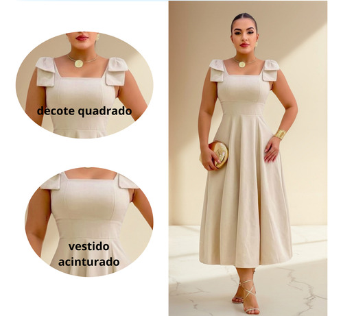 Vestido Midi Linho Para Casamento Civil E Noiva Midi Laço