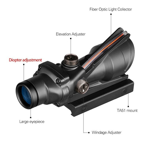 Imagen 7 de 9 de Mira Telescópica Acog 4x32 Iluminada Por Fibra Óptica 20mm