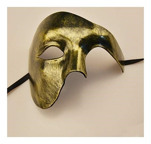 Máscaras Para Hombre Fantasma De La Ópera Dorada Ajustable