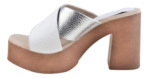 Zuecos Sandalias Taco Alto De Cuero De Mujer Linx - Ferraro