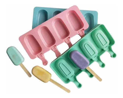 Molde Para Helado De Silicona Paleta De Helado 4 Paletas 