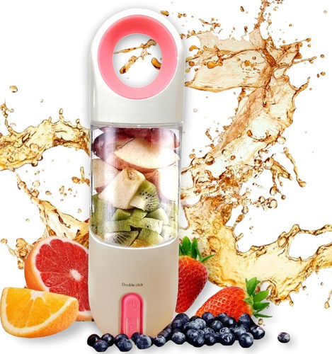  Mini Licuadora Electrica Vaso Exprimidor Portatil Frutas Color Rosa