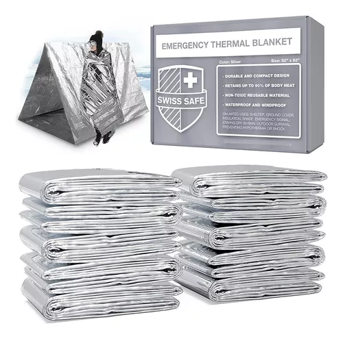 Swiss Safe Mantas térmicas de Mylar de emergencia (paquete de 10) –  Diseñado para la NASA, al aire libre, senderismo, supervivencia, maratones  o