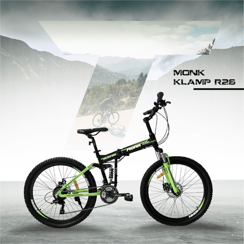 Bicicleta Klamp Monk Plegable De Doble Suspension Color Verde/Negro