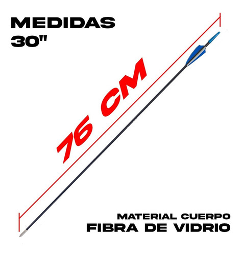 Imagen 3 de 8 de Flecha Fibra De Vidrio 30'' Black Punta Fija