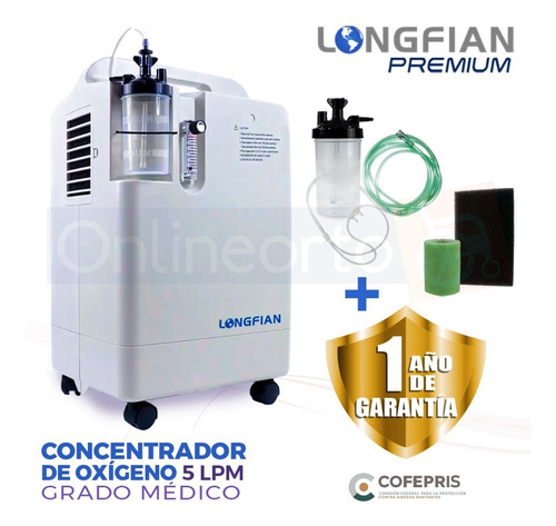 Concentrador De Oxigeno 5 Litros Estacionario Longfian