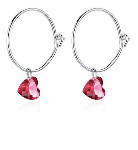 Candongas Aretes Para Mujer Con Cristal Corazón En Plata 925