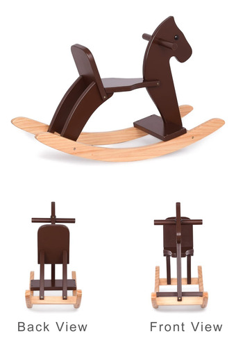 Caballo Mecedor De Madera Con Respaldo Seguro Para Niños